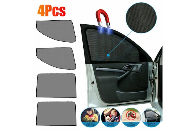4x Car Side Front Rear Window Sun Shade Cover Mesh Shield UV Protection Magnetic