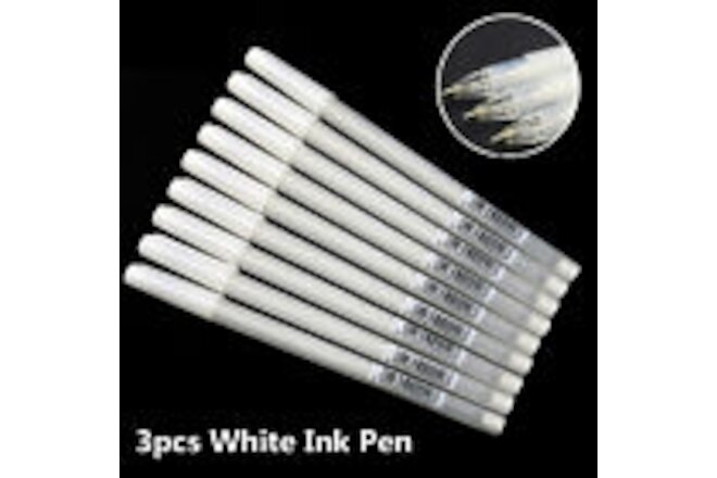 3X White Gel Ink Marker Pen Drawing Art Fine- Tip Sketching-Painting Tool 0.8MM
