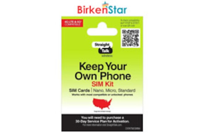 Straight Talk Keep Your Own Phone SIM Kit, No Airtime - Prepaid