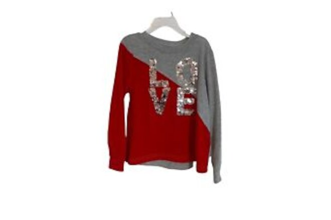C&C California Kids Girls XS Red & Gray Sweater w/ Sequin LOVE Letters NWT
