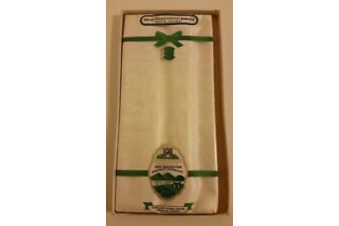 New Greenmound Irish Linen Double Damask 54" x 72” Tablecloth & 6 Napkins NOS