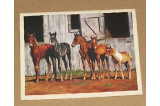 Chris Cummings Art - Little Partners Horses - Vintage Lang 5 x 6 Note Card 4ct
