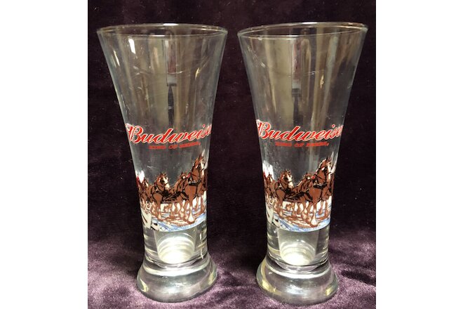 VTG 2000 Anheuser Busch Budweiser King of Beers Clydesdales Pilsner Glasses
