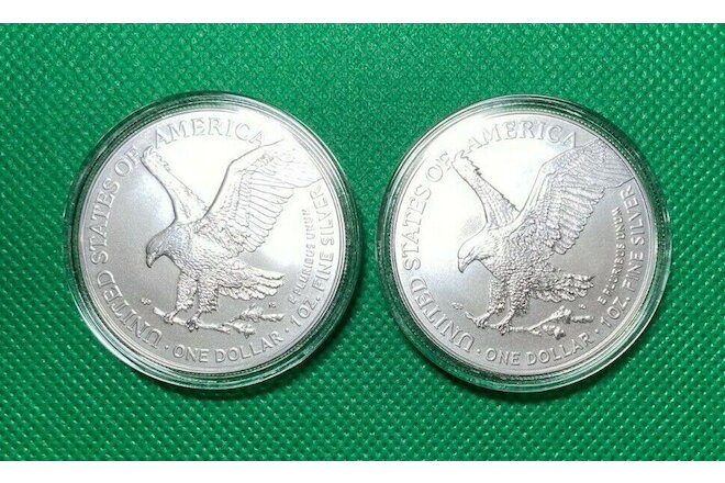 2022 AMERICAN SILVER EAGLE (2) COINS UNCIRCULATED SHIPPED IN A CAPSULE AWESOME !
