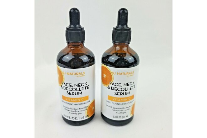2X SJ Naturals by SJ Creations Inc Face Neck & Decollete Serum Vitamin C 4oz ea