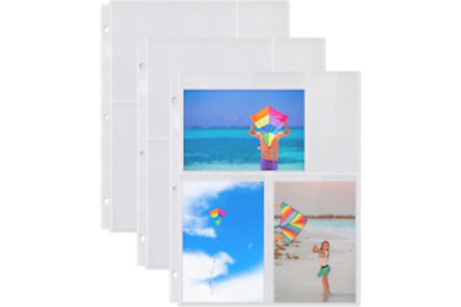Photo Album Refill Pages - (4X6 Mixed Format, 25 Pack) for 150 Photos, 3-Ring B