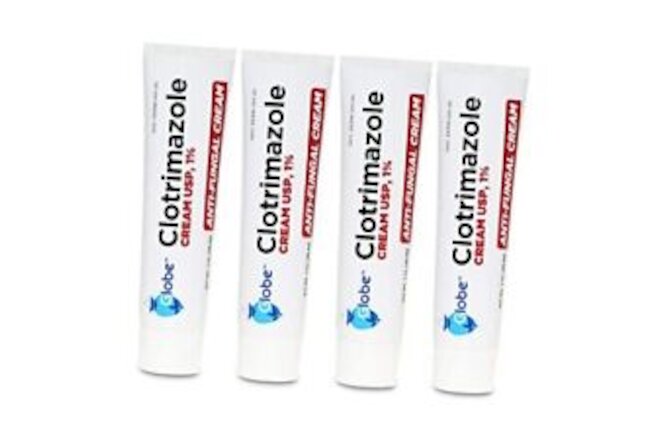 Globe (4 Pack) Clotrimazole Cream 1% (1 oz) Relieves The itching, Burning,