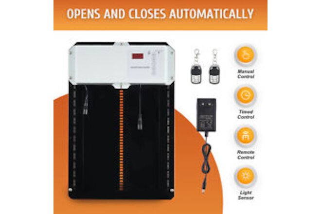 Auto Chicken Coop Door w Sensor Remotes Timer Compatible w Solar Power Battery