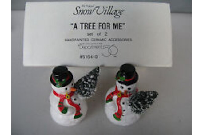 NEW SNOW VILLAGE "A TREE FOR ME" SET OF 2 #5164-0 (DEPARTMENT 56)