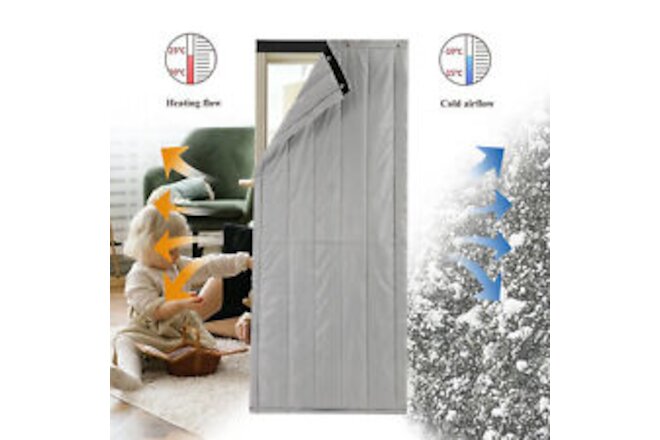 83 Inch Thermal Insulated Curtains Winter Doorway Cover Soundproof Door Cover