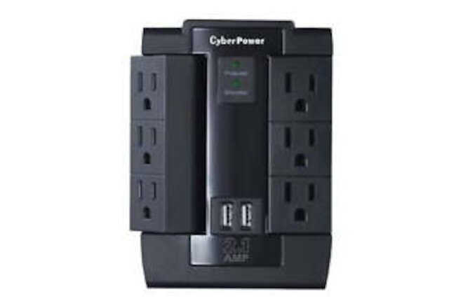 CyberPower CSP600WSU Surge Protector 6-AC Outlet Swivel w/ 2 USB Charging Ports
