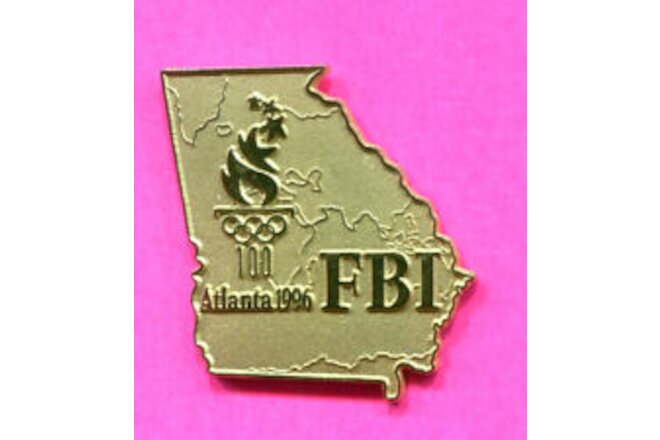 1996 OLYMPIC PIN FBI GOLD STATE OF GA PIN MADE BY AMINCO OFFICIAL PIN