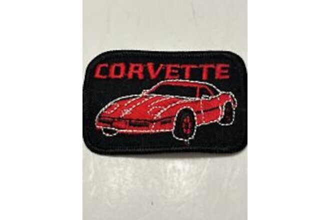 Vintage Corvette Embroidered Patch 3” X 2” Black Red Sew Or Iron