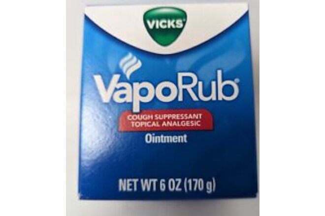 Vicks VapoRub Cough Suppressant Topical Analgesic Ointment 6 oz.Free Shipping