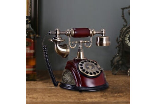 Vintage Antique Old Fashioned Rotary Dial Phone Handset Desk Telephone For Home