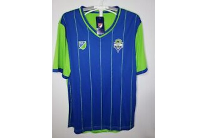 NWT MLS Seattle Sounders Soccer Jersey Mens Size Large L Blue Green MLS L54