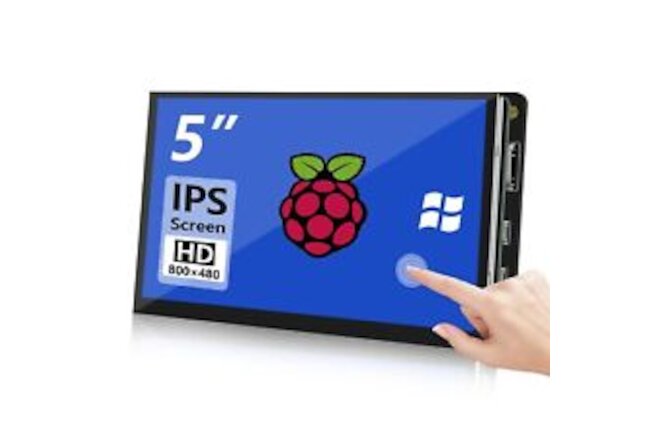 HMTECH 5'' Raspberry Pi Screen Touchscreen Monitor 800x480 HDMI Monitor with ...