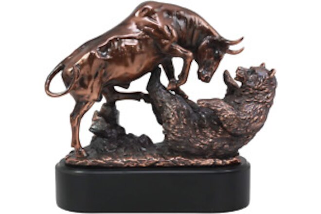 Ebros Wall Street Stock Market Charging Bull Trouncing Bear Statue with Pedestal