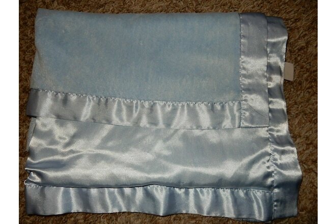 6D Set of 2 Vintage 30x40 CARTER'S BABY Blue Plush Velour Satin crib Blankets