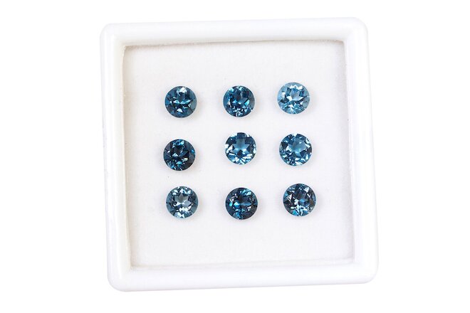 VVS 9 Pcs Natural London Blue Topaz 5mm Round Cut Loose Gemstones Wholesale Lot