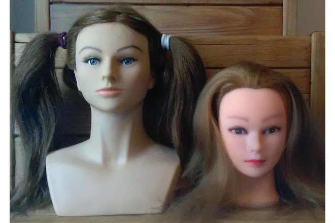 (F123) 1:1 SCALE SOFT RUBBER BIG SISTER & LITTLE SISTER COSMETOLOGY HEADS