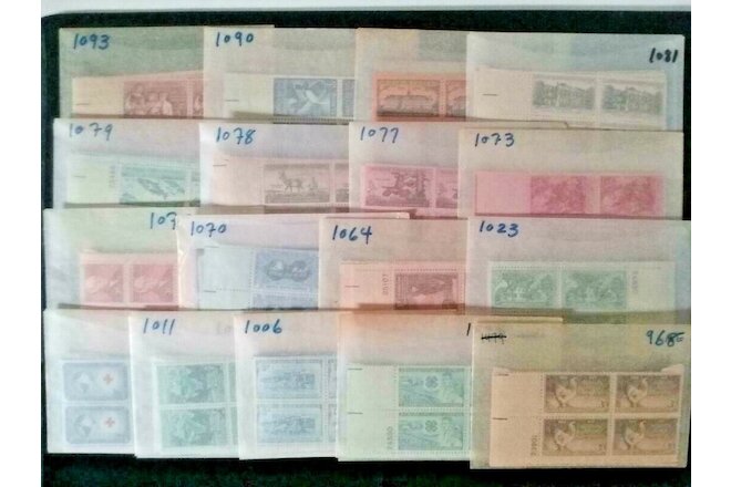 Wholesale Lot of 50 Vintage US Mint Plate Blocks 200 Stamps MNH Unused Old Hoard