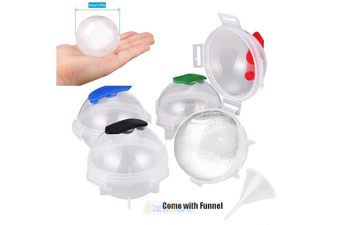 4-Pack 2" Round Ice Cube Ball Maker Tray Silicone Sphere Mold Whiskey Cocktails