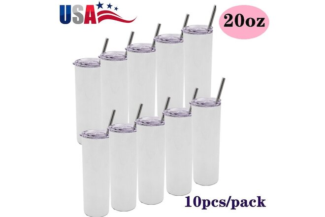 10/pack Sublimation Stainless steel 20oz skinny tumbler double wall insulated
