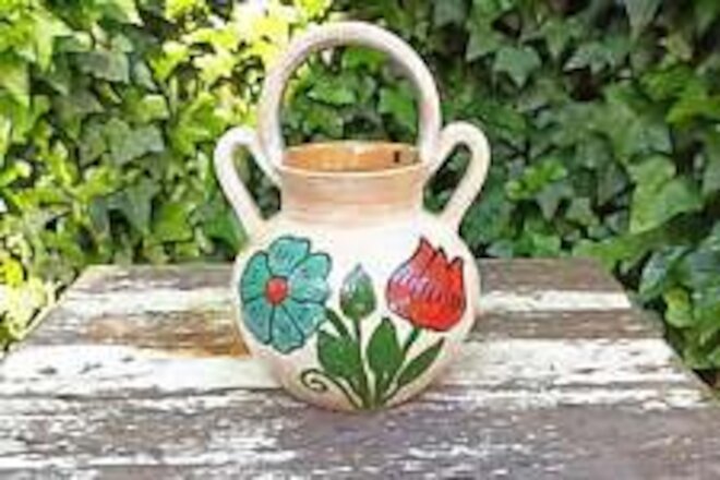 Planter+ Handles, Ceramic Flower Pot, Handmade Mexican Pottery from Mexico