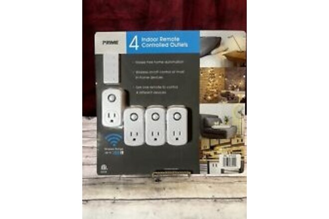 Prime 4 Indoor Remote Controlled Outlets Wireless Range 100ft New in Box Office