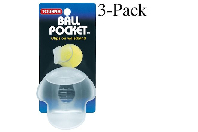 Tourna Ball Pocket Clip-On Waistband Ball Holder, Clear (Pack of 3)