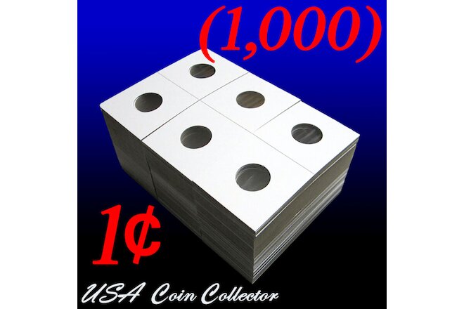 (1000) Penny Size 2x2 Mylar Cardboard Coin Flips for Storage 1 Cent Bulk Holders