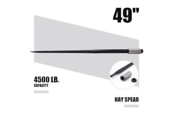 Versatile 49in Hay Spike Bale Spear 4500lb Load Capacity Quick Attach Sleeve Nut