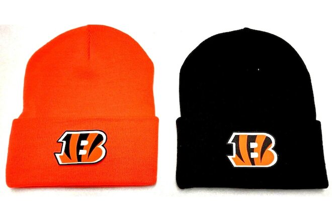 2 FOR $9.95! Cincinnati Bengals flat Appliques on 2 Beanie cap hat! SEE DETAILS