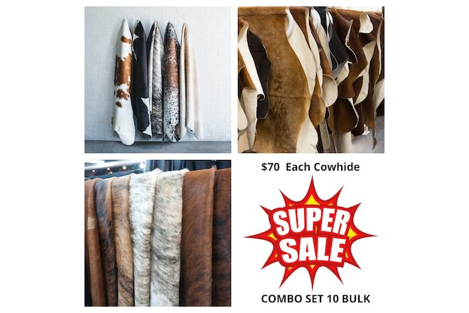 NEW Cowhide Rug Value Combo Sets Large Size 10 Bulk - Your Own Selection! $70