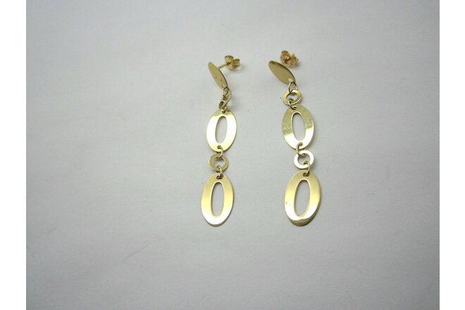 Unique Elegant Italian 14k Yellow Gold Muti-Circle Dangle Stud Earrings ~ 2-1/4