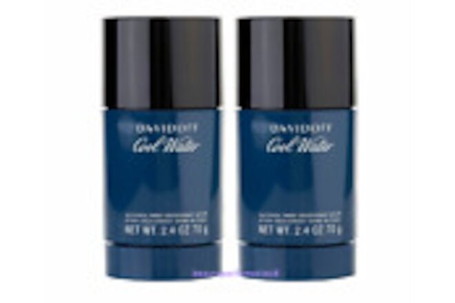 Lot of 2 Pc - Cool Water by Davidoff 2.4 oz Deodorant Stick Men's Alcohol Free.