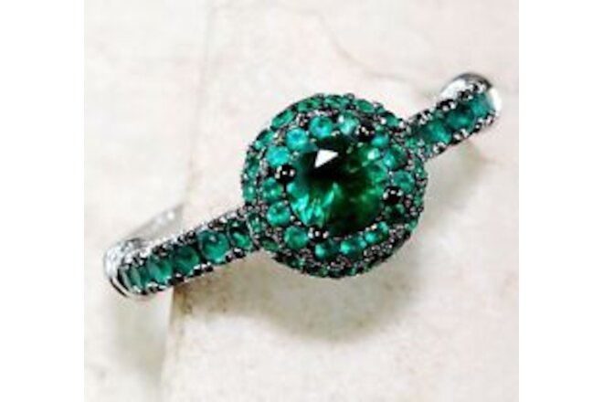 Natural 2CT Emerald Quartz 925 Solid Sterling Silver Ring Jewelry Sz 8 MB1