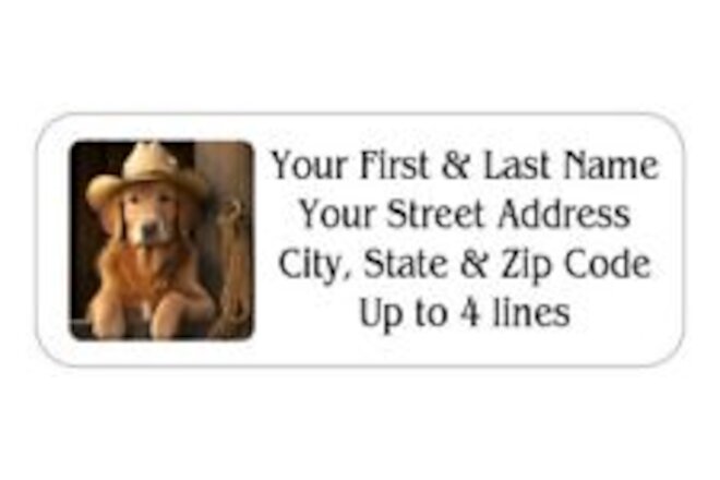 150 Golden Retriever Cowboy Dog Mailing Return Address Labels Personalized