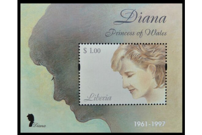 LIBERIA Wholesale Princess Diana Memoriam Min/Shts Silhouette x 50 U/M CD 588