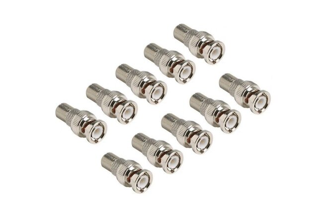 10 pack F female to BNC male coax RF connector adapters