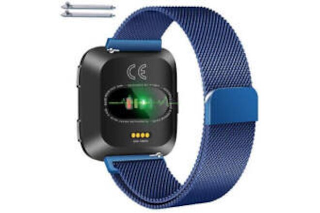 Blue Magnetic Clasp Metal Steel Mesh Milanese Bracelet Watch Band Strap #5046