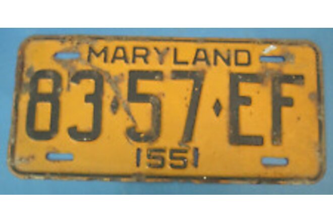 1955 Maryland truck License Plate single plate only this year
