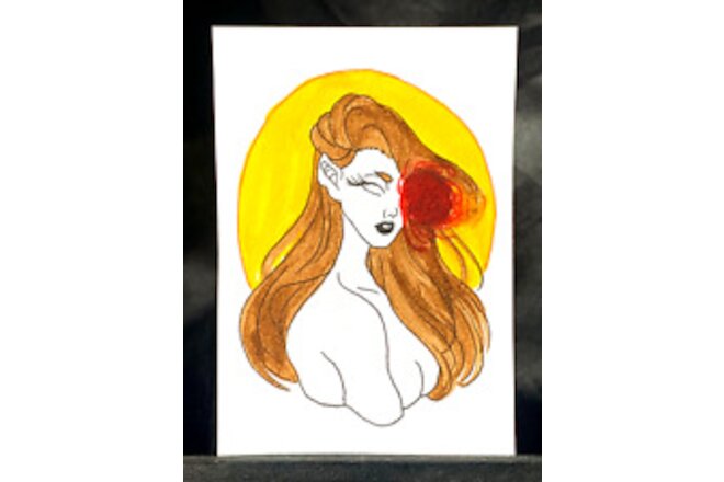 Original ACEO (2.5in x 3.5in) Ink Line Medium Marker on Paper Signed by Artist