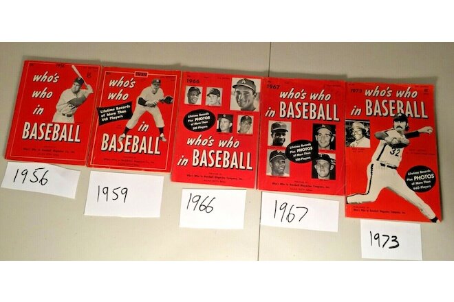 WHO'S WHO IN BASEBALL LOT (5) 1956,1959,1966,1967,1973 SNIDER TURLEY CARLTON