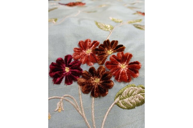 Vintage Embroidered Floral Pinch Pleat Draperies - Heavyweight - 28x94 - Custom