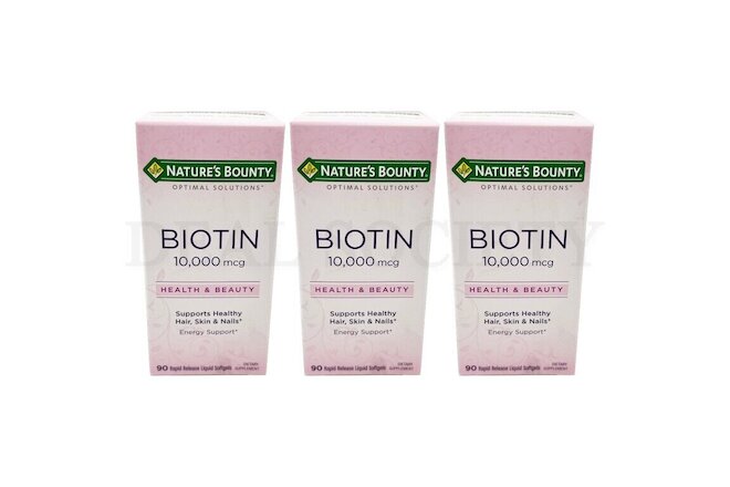 Lot of 3 - Nature's Bounty Biotin 10,000 mcg - 270 Softgels TOTAL EXP: 4/2024