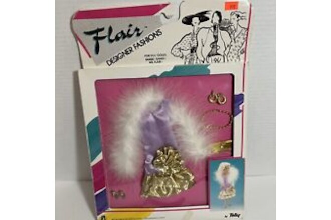 NOS Flair 11.5" Doll Outfit & Accessories #820 by Totsy Purple Gold Dress