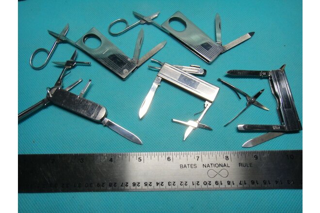 LOT 5 MULTIBLADE POCKET KNIVES WITH SCISSORS, Italian made, chromed steel, cool!