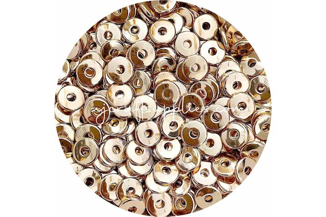 5x 15mm flat coin acrylic beads GOLD large hole coin discs craft kit diy light